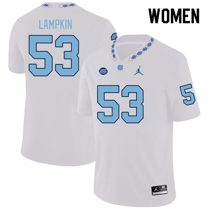 Women #53 Willie Lampkin North Carolina Tar Heels College Football Jerseys Stitched-White